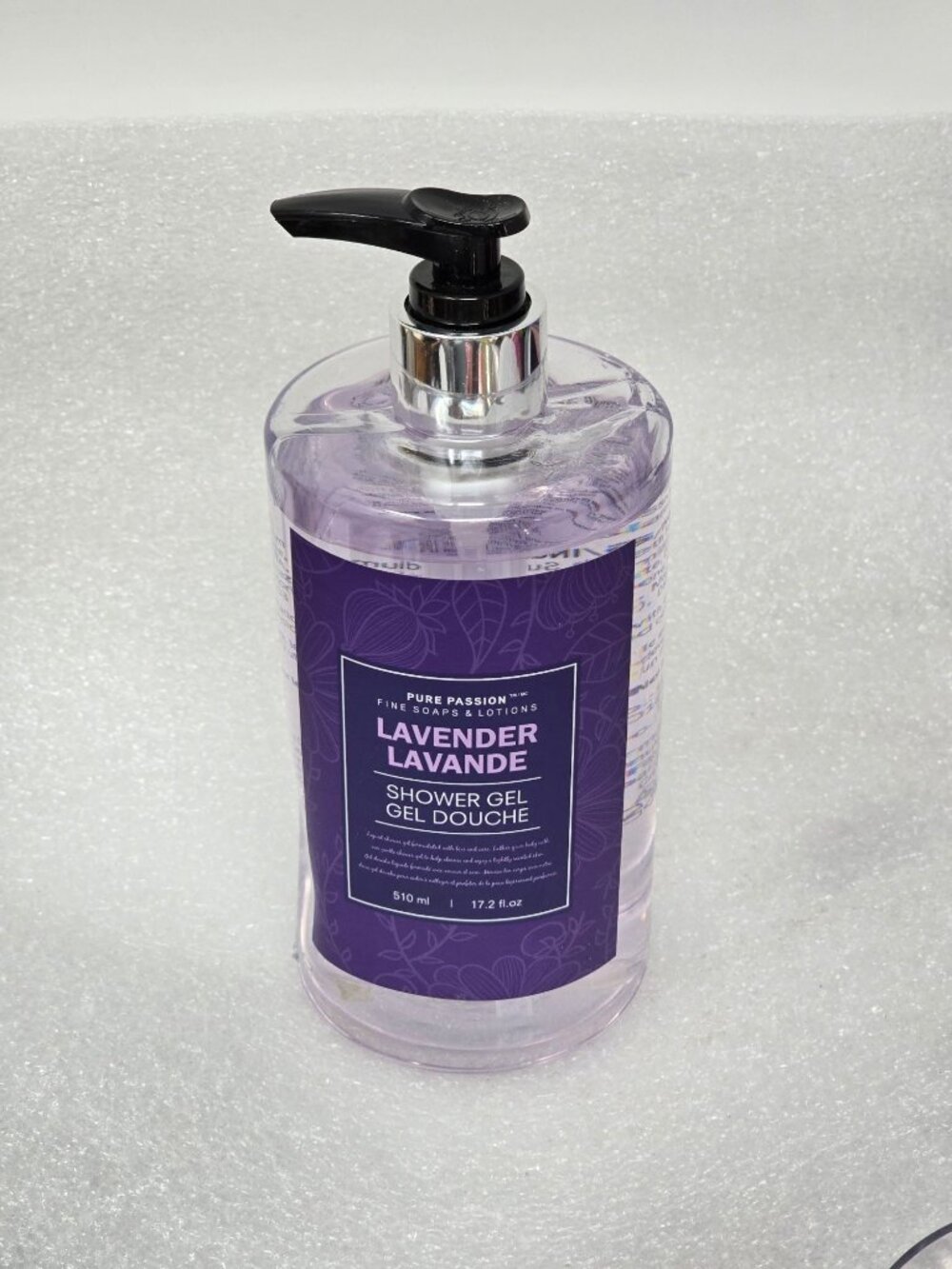 Pure Passion Lavender Shower Gel 17.2 oz With Pump Luxurious Hydrating Body Wash